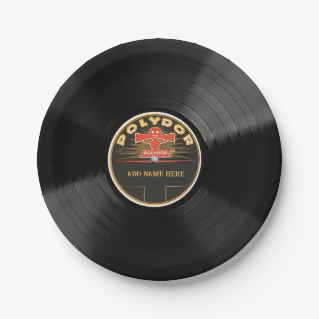 Personalised 78 Vinyl Record Design Paper Plates (Front)