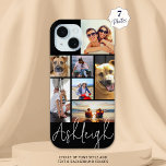 Personalised 7 Photo Collage Custom Colours iPhone 15 Case<br><div class="desc">Create your own personalised photo collage custom cell phone case utilising this easy-to-upload photo template design with 7 pictures in different sizes and shapes with your custom text (name or monogram) in editable font styles and colours against your choice of background colour (shown with a white name in chic handwritten...</div>