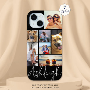 Personalised 7 Photo Collage Custom Colours iPhone 15 Case