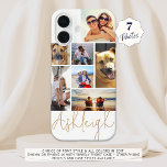 Personalised 7 Photo Collage Custom Colours iPhone 16 Case<br><div class="desc">Create your own personalised custom colour cell phone case utilising this easy-to-upload photo collage template with 7 pictures in different sizes and shapes and your name in your choice of font style and colour and background colour (shown in an editable handwritten signature style font in gold on a white background)....</div>