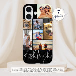 Personalised 7 Photo Collage Custom Colours iPhone 16 Case<br><div class="desc">Create your own personalised custom colour photo cell phone case utilising this easy-to-upload photo collage template with 7 pictures in different sizes and shapes and your name in your choice of font style and all colours (shown with a chic handwritten signature style font in white on a black background). PHONE...</div>