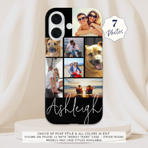 Personalised 7 Photo Collage Custom Colours iPhone 16 Case