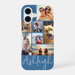 Personalised 7 Photo Collage Custom Colours iPhone 16 Case