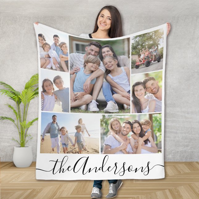 Personalised 7 Photo Collage Family Fleece Blanket (Creator Uploaded)