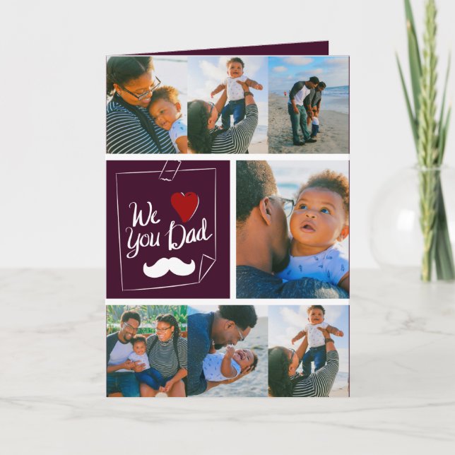 Personalised 7 Photo Collage First Father's Day  C Card (Front)