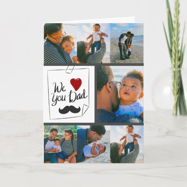 Personalised 7 Photo Collage First Father's Day  Card (Front)