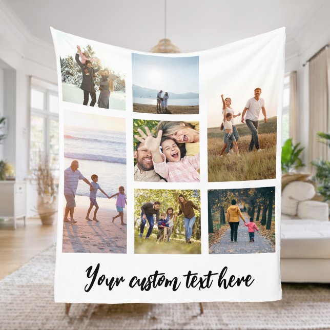 Personalised 7 Photo Collage Fleece Blanket (Creator Uploaded)