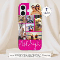 Personalised 7 Photo Collage Hot Pink Custom