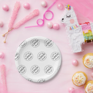 Personalised 7" Round Paper Plate with Logo Patern