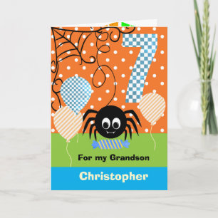 Personalised 7h Birthday Halloween for Grandson Card