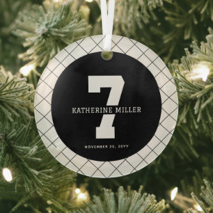 Personalised 7th Birthday Modern and Elegant   Glass Tree Decoration