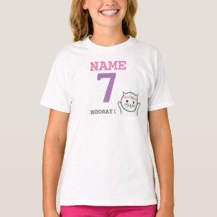 Personalised 7th birthday white cat T-Shirt