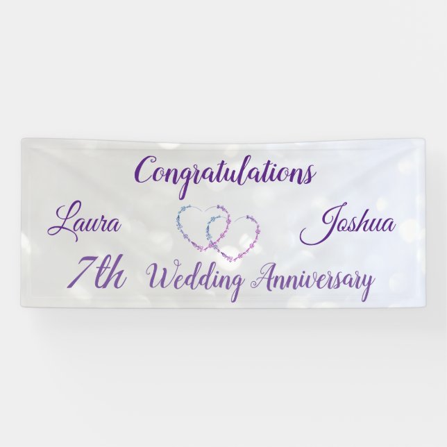 Personalised 7th Wedding Anniversary Banner (Horizontal)