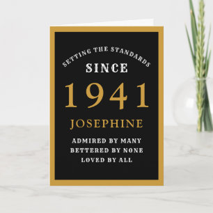Personalised 80th Birthday 1941 Black Gold Chic Card