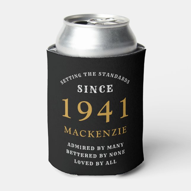 Personalised 80th Birthday 1941 Black Gold Huge Can Cooler (Can Front)