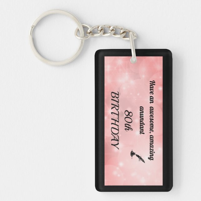 Personalised 80th Birthday Acrylic Keychain (Front)