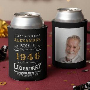 Personalised 80th Birthday Add Name Year Photo Can Cooler