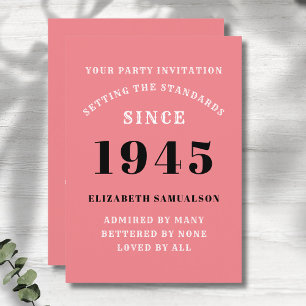 Personalised 80th Birthday Add Your Name Pink Invitation