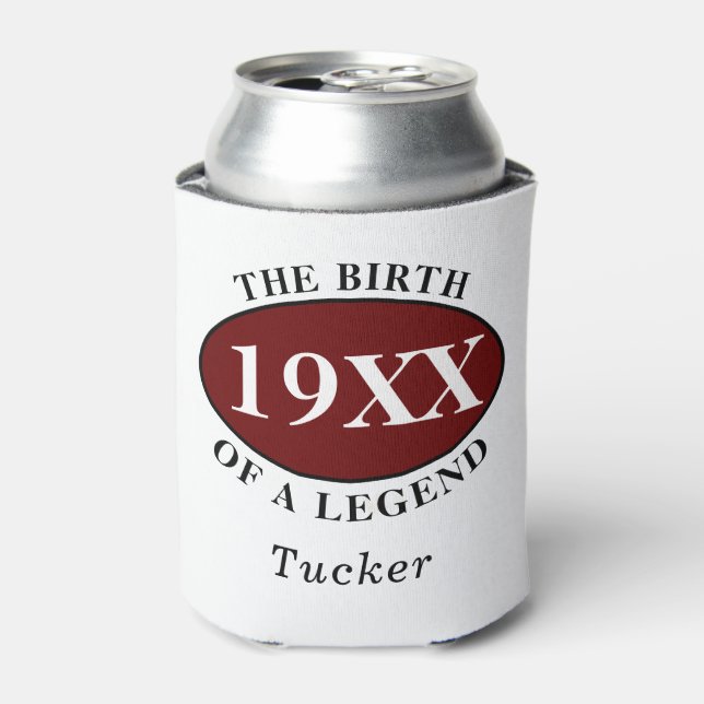 Personalised 80th Birthday Birth Of A Legend White Can Cooler (Can Front)