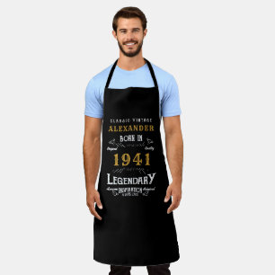 Personalised 80th Birthday Born 1941 Vintage Black Apron