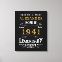 Personalised 80th Birthday Born 1941 Vintage Black