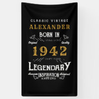 Personalised 80th Birthday Born 1942 Vintage Black