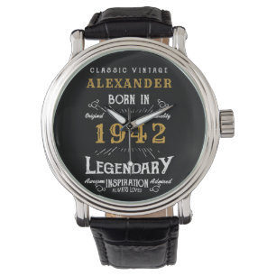 Personalised 80th Birthday Born 1942 Vintage Black Watch