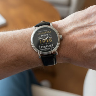 Personalised 80th Birthday Born 1946 Vintage Black Watch