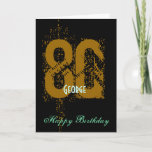 Personalised 80th Birthday Greeting Card<br><div class="desc">Customisable 80th Birthday Greeting Card with large number in brown,  name in pale blue inside and happy birthday in mint script style lettering.  Perfect for him. You can easily change text (colour,  font,  size and position) by clicking the customise button. Other models are available.</div>