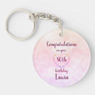Personalised 80th Birthday Key Ring
