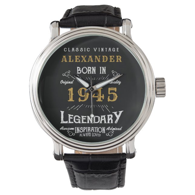 Personalised 80th Birthday Or Retirement Born 1945 Watch (Front)