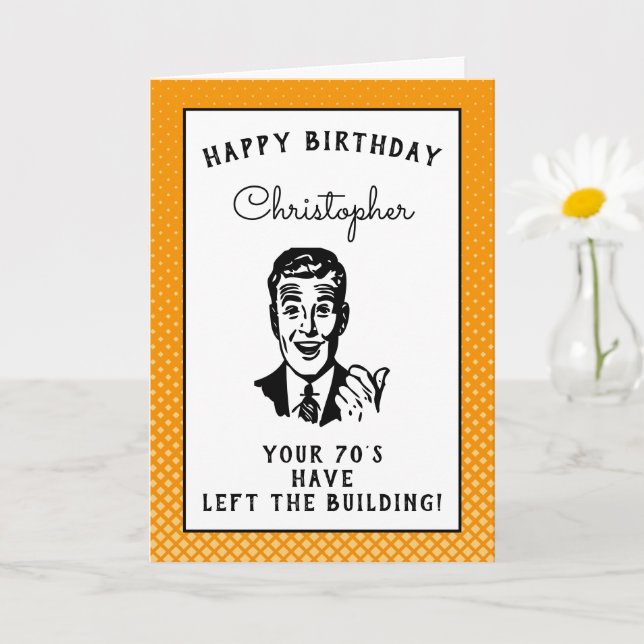 Personalised 80th Birthday Over The Hill Funny Card (Small Plant)