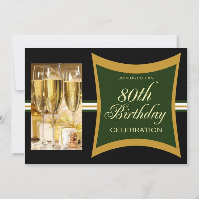 Personalised 80th Birthday Party Invitations (Front)