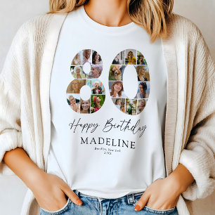 Personalised 80th Birthday Photo Collage T-Shirt