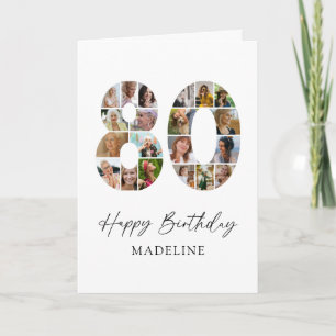 Personalised 80th Photo Collage Birthday Card
