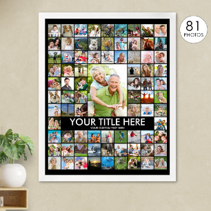 Personalised 81 Photo Collage Custom Colour Poster