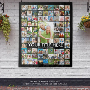 Personalised 81 Photo Collage Custom Colour Tapestry