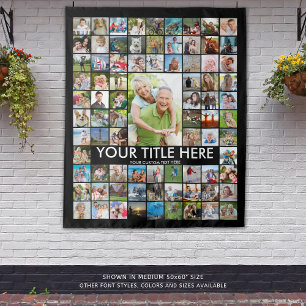 Personalised 81 Photo Collage Custom Colour Tapestry