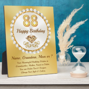 Personalised, 88th Birthday Gift Ideas, Birthday  Plaque