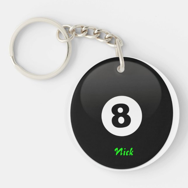 Personalised 8 Ball Billiards Key Chain (Front)