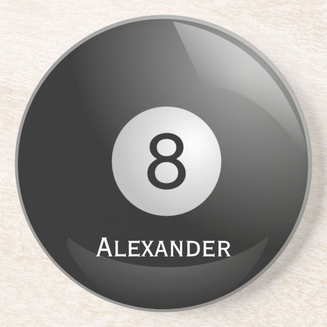 Personalised 8 ball, Billiards Pool Drink Coaster (Front)