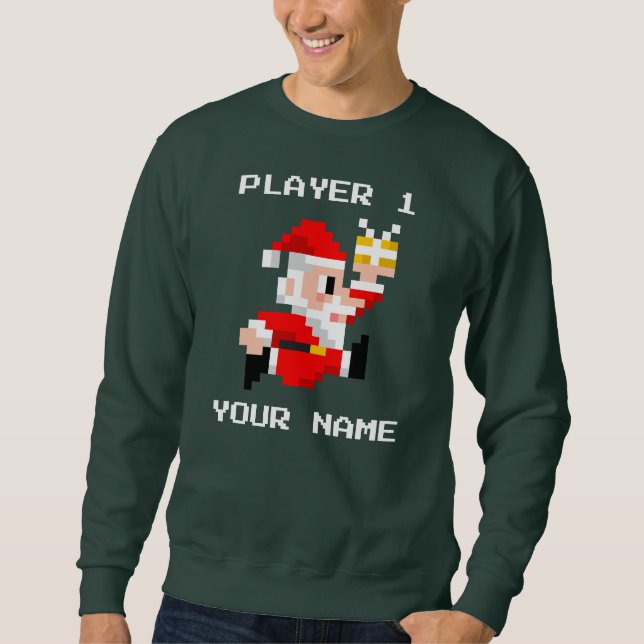 Personalised 8-Bit Santa Claus Christmas Sweater (Front)