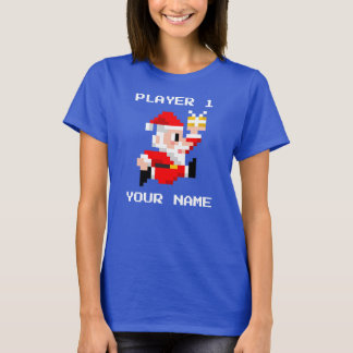 Personalised 8-Bit Santa Claus Christmas T-shirt