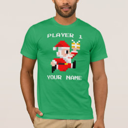 Personalised 8-Bit Santa Claus Christmas T-shirt