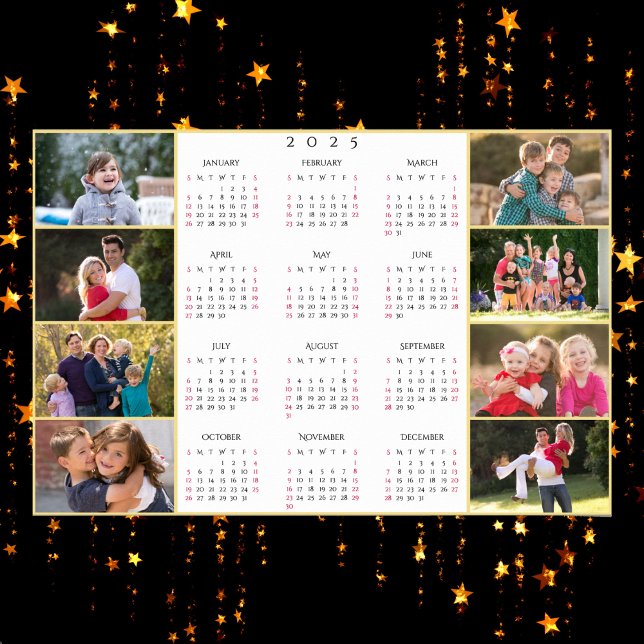 Personalised 8 Family Photo Collage 2025 Calendar Poster (Personalized 8 Family Photo Collage 2025 Calendar Poster)
