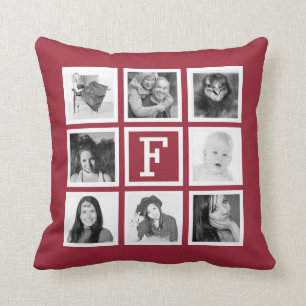 Personalised 8 Instagram Photos and Monogram Wine Cushion