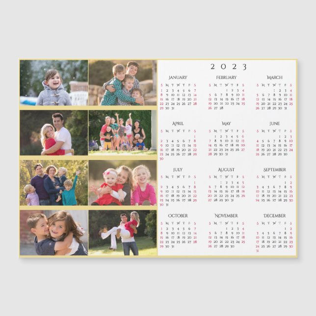 Personalised 8 Photo Collage Family 2023 Calendar (Front)