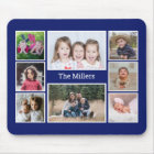 Personalised 8 Photo collage Family Name Blue