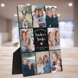 Personalised 8 Photo Collage Grandparents Modern  Plaque<br><div class="desc">This black personalised "World's Greatest Grandma & Grandpa" 8-photo collage blanket features a simple heart, accompanied by elegant handwritten script typography and the name of beloved grandchildren. An ideal and heartwarming gift for your grandparents on special occasions like Grandparents day, Anniversary, Christmas, or birthdays. Customise it with photos of favourite...</div>