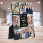 Personalised 8 Photo Collage Grandparents Modern  Plaque<br><div class="desc">This black personalised "World's Greatest Grandma & Grandpa" 8-photo collage blanket features a simple heart, accompanied by elegant handwritten script typography and the name of beloved grandchildren. An ideal and heartwarming gift for your grandparents on special occasions like Grandparents day, Anniversary, Christmas, or birthdays. Customise it with photos of favourite...</div>